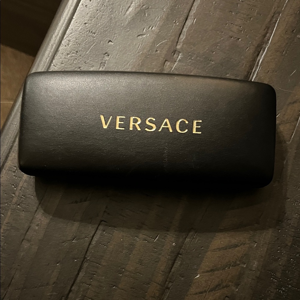Versace Black Sunglass Case with Gold Logo
